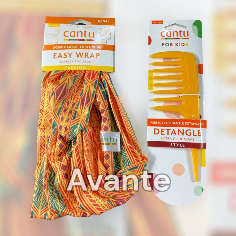 2pc CANTU Extra Wide Easy Wrap Hair Band + Detangle Ultra Glide Comb 7 in